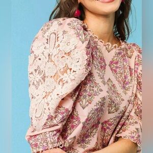 Floral Lace Pink Top